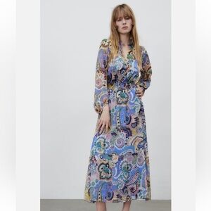 Zara Multicolor Paisley Long Sleeve Dress